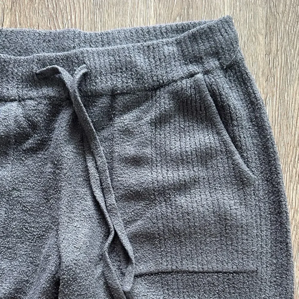 Barefoot‎ Dreams CozyChic Lite Rib Blocked Pant Jogger Carbon Small Mid Rise